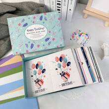 87pcs/Set, Ins Style Origami Greeting Cards 50pcs, Creative Stickers 27pcs + Envelopes 10pcs, Birthday Card Set Kid DIY Craft Supplies, Birthday Party Decor, Kindergarten Handmade Gifts, Scrapbooking & Journaling Cards School Supplies, Back To School