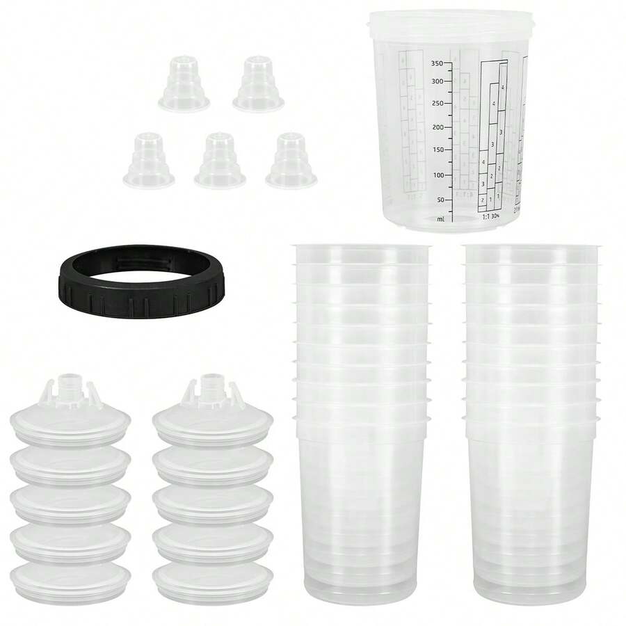 400ml Disposable Paint Spray Gun Cup Liner And Lids System Auto Supplies - Black and White - View 1
