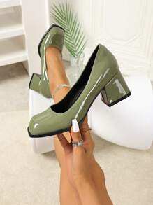 Chaussures Vintage de type "Babies" pour femmes, talons hauts de printemps de couleur unie, petites pumps , talons carrés épais