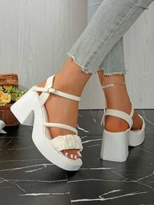 Fashionable Platform Sandals For Women, Summer 2025 New Arrival, Thick Heel, Water Resistant, Slimming - Beige - View 5