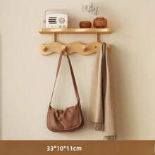 1 pieza Perchero de pared de bambú con ganchos, acabado pulido, fácil instalación, estilo casual, sin necesidad de taladrar, organizador multiusos para dormitorio, sala de estar, entrada