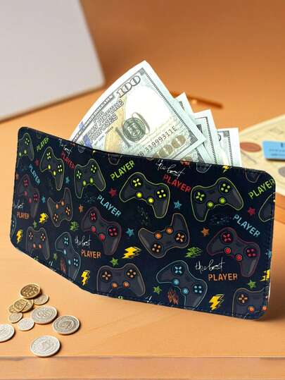 Billetera genial para adolescentes varones, de tela, con compartimentos para tarjetas de crédito/identificación, efectivo y monedas, con diseños kawaii y estéticos (de videojuegos/dinosaurios) para adolescentes, chicos jóvenes y muchachos