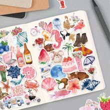 50pcs Watercolor Doodle Sticker Pack, Personalized Sticker For Scrapbooking, Skateboard, Helmet, Water Bottle, Guitar, Phone Case, Notebook, Computer, Gift,School Supplies,Back To School