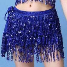 Outfits Belly Dance Glitter Sequins Tassel Skirts, Fashionable Dancing Waist Belt Skirts For Bellydance