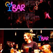 1 pieza Letrero de neón decorativo de pared para bar, luz LED con pilas o alimentación USB con diseño de jarra de cerveza, copa de cóctel, jarra de cerveza, letrero de neón de bar para habitación, dormitorio, decoración de bar