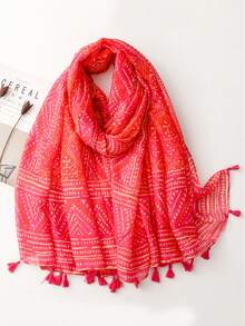 1pc Lightweight Geometric Pattern Printed Scarf, Summer - Multicolor - View 6