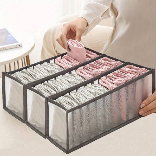 3pcs - Underwear Drawer Storage Box Home Grid Socks Organization Box Wardrobe Dormitory Storage Bag