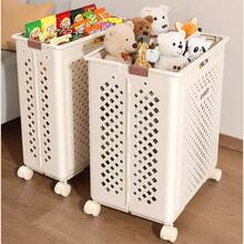 Minimalist White Foldable Laundry Hamper Waterproof Large Capacity Bathroom Storage OrganizerSilent Wheels, Smooth Rolling Casters | Soft Oatmeal Color