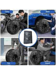 Foldable Car Spare Tire Cover, Storage Bag, Tire Protector, Suitable For Cars, SUVs, Trucks, Waterproof, Dustproof, 190T Polyester Red Striped, Durable Spare Tire Storage Bag, Suitable For Snowy Weather, Fits Most Vehicles, Wheel Hub Protection | Fit Cover | Dustproof Tire Cover, Spare Tire Cover