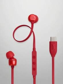 JBL TUNE310C - 有线高分辨率入耳式耳机，带麦克风的 3 键线控（Type-C），防缠绕扁平线缆 - 紅色 - 查看 2