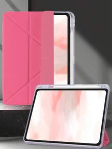 1pc Transparent Acrylic Y-Fold Flat Protective Case, Watermelon Red, Multi-Fold Multi-Angle Stand, Built-In Pen Slot, High-Transparency Acrylic Rear Shell Anti-Scratch Anti-Bend, Magnetic Auto Sleep/Wake/Smart Power Saving, Minimalist/Casual/Classic, Compatible With Mini6/Mini7/9.7/10.2/10.5/Air4/Air5/10th/10.9/Pro11/Air11(M2)/Air13(M2)/Pro11(M4)/Pro13(M4) 2024 12.9inch. Slight Color Difference May Exist Due To Different Lighting. The Rear Shell Is Made Of Acrylic Hard Shell Material. Please Gently Peel Off The Protective Film Before Use. - 西瓜紅 - 查看 6