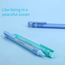 5pcs/Set Blue Ocean Series Retractable Ballpoint Pens, Quick-Drying With Frosted Glass Pen Body, Leak-Proof, For School & Office Use - Sets - View 6