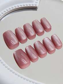 30pcs Cat Eye Wear Nail Plate Detachable Noble Nail Plate Red Purple Simple Advanced Solid Color False Nails Suitable For Women Women Daily Party Festival Wear With Jelly Glue And Nail File