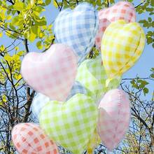 Balon în formă de inimă, carouri, 4/8/10 buc, 45 cm, culoare macarons galben/roz/albastru/roșu/verde, potrivit pentru petrecere de ziua de naștere, Ziua Îndrăgostiților, nuntă, aniversare, petrecere burlăciță, decor de Ziua Recunoștinței, interior și exterior - Multicolor - Vizualizare 10