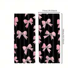 2pcs Blackout Curtains With Bow Print, Fashion Bedroom & Living Room Curtains, Polyester Fabric, Semi-Sheer, Machine Washable, Elegant Home Decor, Bedroom Decor | Cute Design | Semi-Sheer Curtains, Living Room Curtains