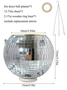 قطعة واحدة كرة مرقصة فضية بحجم 4 / 6 / 8 بوصة مع سلاسل ، صنع يدوي من سطح مرآة زجاجية، مناسبة للحديقة الخارجية والمكتب والمنزل ، تشكيلة ديكورية