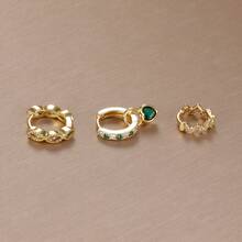 3PCS Fashion 18K Gold Plated Earrings Set With Heart And Wave Design, Hypoallergenic Exquisite Cartilage Huggie Hoop Earring Everyday Earring Stack For Sensitive Ears - 3pcs Earrings Set - View 5