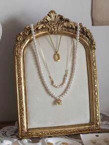 1 件复洛克风格树脂珠宝展示塔，桌面矩形项链收纳盒，多用途配饰和耳环架，无需电源装饰珠宝展示柜情人节女士收纳整理器旅行必需品返校宿舍收纳