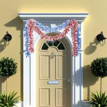 2pcs (157.48 Inch) Red/Blue Patriotic Decorative Party Streamers, Lightweight Metallic Ribbon For Independence Day Decor, Doorways, Stairs