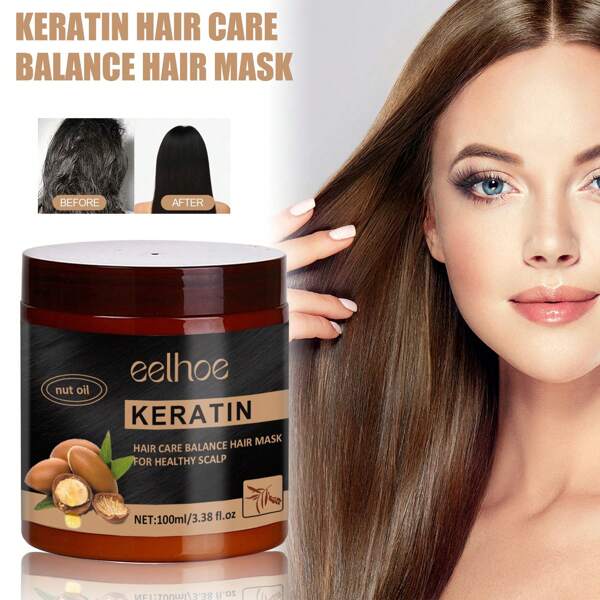 4-Stücke Nut Keratin Haarmaske für weiche, glatte, feuchtigkeitsspendende, reparierende Frizz und Trockenheit, nahrhafte Haarmaske