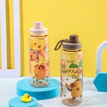 1 sticlă de apă portabilă cu design Capybara, 1000 ml/32 oz, reutilizabilă, cu capacitate mare, pentru băut direct, pentru activități în aer liber, sport, fitness, birou, picnic, camping, călătorii, ziua de naștere, cadou de aniversare