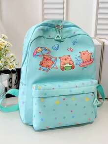 1pc Nylon Zipper Closure Fashionable And Cute Capybara Backpack, Niche Design Adjustable Shoulder Straps, Comfortable And Versatile, Suitable For Daily Travel Backpacks, Bags, Suitable For Outdoor, Daily Use, A Perfect Gift For Teenagers - Capibara Backpack - View 7