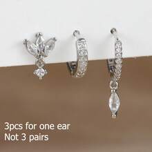 3pcs/Set Exquisite Rose Pink Earrings Including Studs, Ear Hoops, Flowers Shaped, Suitable For Ladies' Dating, Party, Daily Commuting - 3pcs Earrings Set - View 12