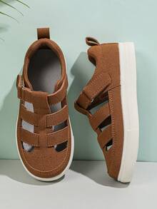 Children's Skate Shoes: Waterproof Soft Leather, Stable Non-Slip Lightweight Athletic Shoes, Fashion Kids Sneakers, Suitable For Girls & Boys, Spring/Autumn, Casual Breathable Hollow Design - Brown - View 5