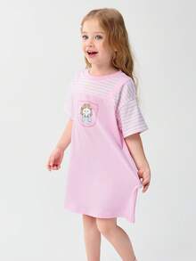 Balabala 女童棉质睡裙，柔软舒适的夏季睡衣 - 粉紅色調 - 查看 2