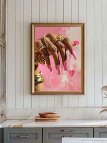 1PC Art, Fashion Poster, Pink Style Fashion Art, Art, Poster, Black Art Print For Living Room Bedroom Bathroom Office And Other Home Decoration, Unframed - Multicolor - View 15