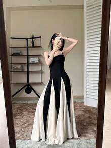 Women's Sleeveless Colorblock Summer Elegant Party Dress