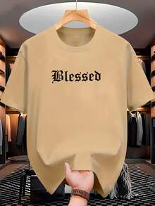 Unisex 100% Cotton Streetwear T-Shirt For Men And Women With Angel () Print - 卡其色 - 查看 2