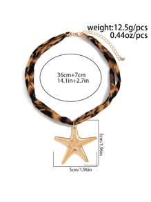 1pc Women's Fashionable High-End Leopard Print Beach Series Pendant Necklace, Bohemian Style Metal Clavicle Chain, Suitable For Daily Wear, Parties, And Beach Vacations