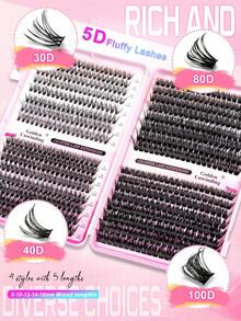640 件戏剧簇，（睫毛 30D+40D+80D+100D），C 卷 8-16 毫米混合款式，DIY 睫毛延长套装，DIY 下睫毛睫毛书，大体积柔软个人簇睫毛，打造蓬松自然纤细的 Y2k 蝴蝶元素，粉色底卡，在家看，持久 DIY 睫毛胶水，DIY 胶水 - 黑色 - 查看 3