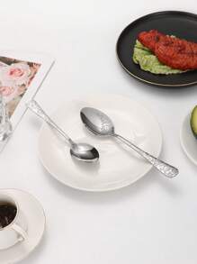 5/20/30pcs Stainless Steel Vintage Floral Engraved Tableware Set, Suitable For Home Kitchen, Restaurant, Hotel, Wedding, Party, Holiday,School Supplies
