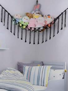 Rede para armazenamento de bichos de pelúcia ou canto de rede - Rede grande para brinquedos de pelúcia, decoração de quarto - Suporte organizador para bichos de pelúcia fofos - Rede para armazenamento de bonecas, decoração de parede para quarto, rede grande de canto de malha, suporte de armazenamento suspenso, sala de estar familiar, decoração de quarto, decoração de presente fofa e interessante