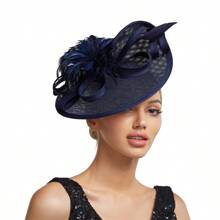 Elegant Alluring Women Derby Church Wedding Feather Sinamay Fascinator Headband Hair Clip Mini Hats Tiny Hats Derby Hat Mini Top Hat Mini Cap, School Stuff