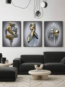 3pcs Modern Wall Art, Decorative Artwork, Metal Print Posters, Fashion Canvas Artwork Paintings, Elegant Wall Art, Classic Paintings, Room Aesthetic, Home Decoration, Ideal Gift, For Living Room, Bedroom, Bathroom, Optional Frame, Wall Art With Frame