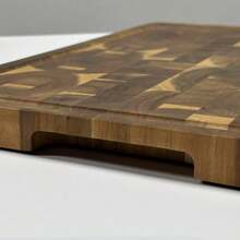 1 pieza Tabla de cortar de madera, tabla de cortar de bloque de carnicero de madera de acacia duradera con ranura profunda para el jugo e asa integrada, apta para carne, verduras y frutas, regalo de cocina