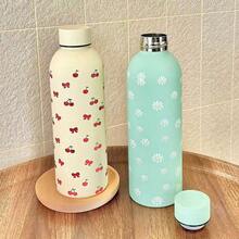 1pc Stainless Steel Insulated Tumbler With Cherry, Bow And Tulip Motif, Portable Small Cup, Hot/Cold Back To School - Multicolor - View 5