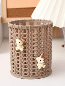 1 Stück süßer Stifthalter, kreativ-modischer cartoon-artiger Stiftorganizer, Desktop-Aufbewahrungsbehälter, rund geflochtener Stiftbecher, tolles Geschenk, Rückkehr zur Schule, Schulbedarf, Federmappe, Stiftetasche, Schultasche