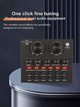 Live Broadcast Sound Card Formula Microphone Set, Live Sound Card Mixer, Podcast Audio Interface With DJ Mixing Effect, Live Sound Card Playback Device, Live V8 Sound Card For Streaming Music Recording Studio