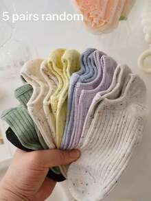 5双随机蝴蝶结网眼可爱舒适船袜 - 彩色 - 查看 11