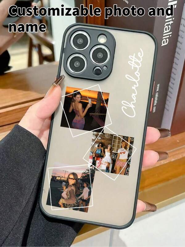 Customizable Photo & Name Case. Full-Body Protective Phone Case, Shock-Proof, Soft, Comfortable Touch. Compatible With IPhone 11/13/14/15 Pro Max/16 Pro Max, . Clear, Fashionable, Retro, Simple Design.