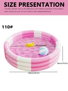 1pc Inflatable Round Swimming Pool, Pink Color Adult-Size Extra Thick Family Pool, Suitable For Adults, Outdoor, Garden, Backyard, Summer Water Party (60CM, 90CM, 100CM, 130CM, 150CM), Beach Essentials, Beach Accessories, Pool Float - Multicolor - View 10