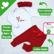 Sempre Bebê Baby Girl Clothing Set Long Sleeve Bodysuit With Pants And Headband Blogger Diva Leopard Print Kitten Bow Outfit Winter Cold Weather Set Luxury Fashion Stylish Baby - 紅色 - 查看 4