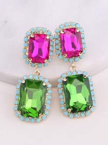 sehuoran 1 paar geometrische emaille kristallen oorbellen, elegante en charmante sieraden voor dagelijks gebruik, geschikt voor ronde gezichten, mode, gepersonaliseerd en bruids