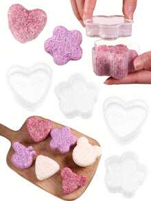 2pcs/1pc Rice Ball Mold Set, Heart & Plum Blossom Shaped Rice Ball Mold, Creative Sushi Rice Making Tools, Non-Stick Sushi Maker For Bento Lunch Box And Homemade DIY - Multicolor - View 6