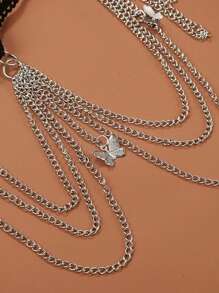 1 pieza Cadena de muslo sexy para mujer, cadena corporal de metal con borlas de mariposa, brazalete de pierna