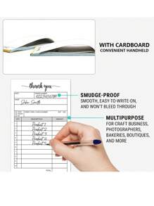 Thank You Receipt Books With Cardboard, 2-Part Small Business Carbon-Free Invoice Book 3.74x5.12 Inches(Set Of 50) Order Book Receipt Books Invoice Book For Business,School Supplies,Back To School
